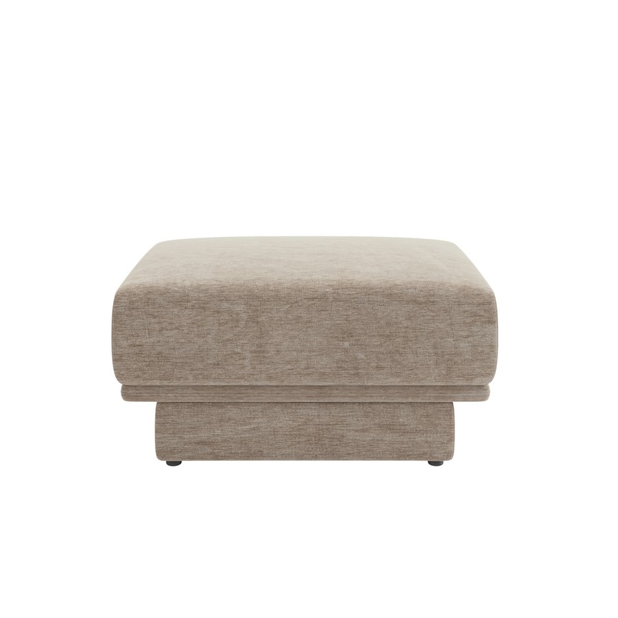 Beige Chenille Footstool - Ramses 