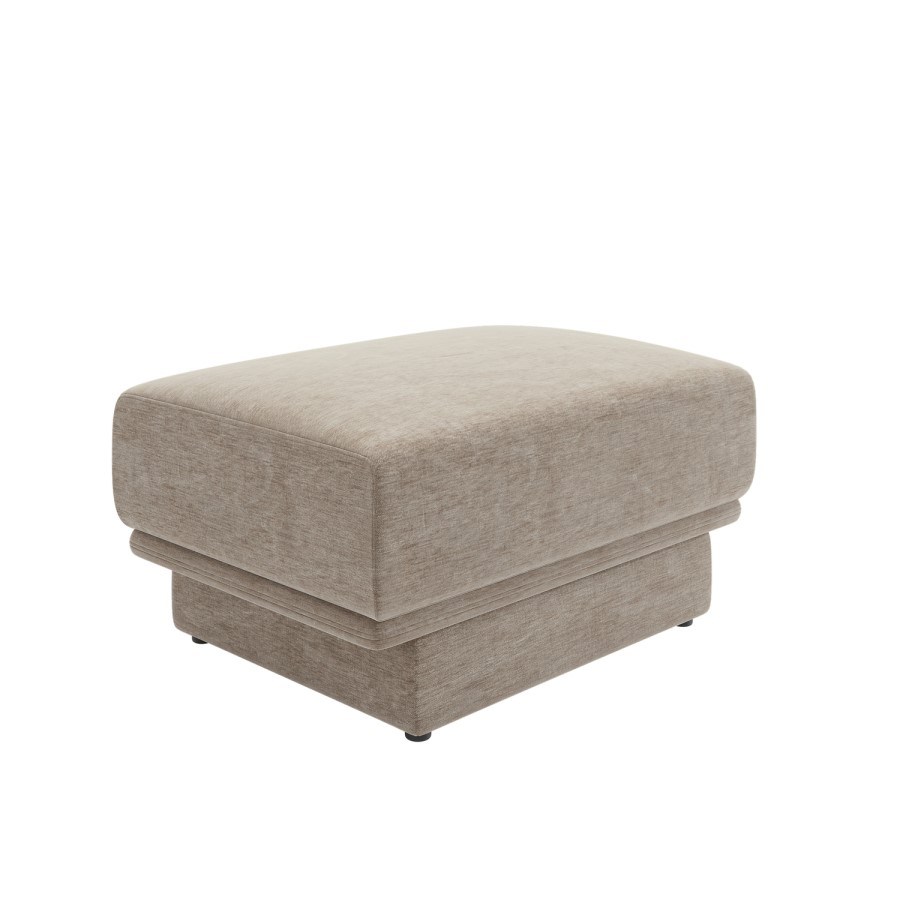 Beige Chenille Footstool - Ramses 