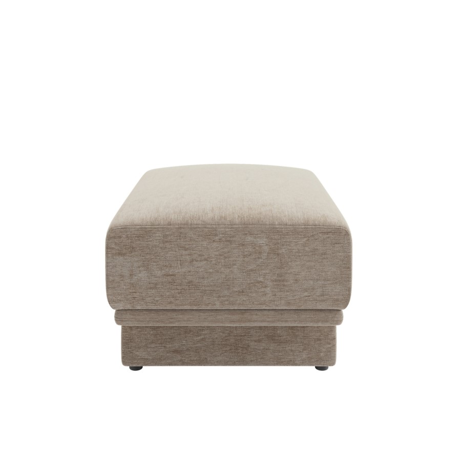 Beige Chenille Footstool - Ramses 