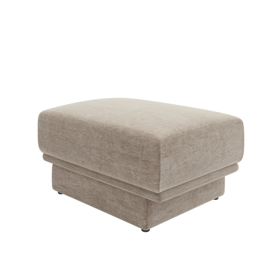 Beige Chenille Footstool - Ramses 