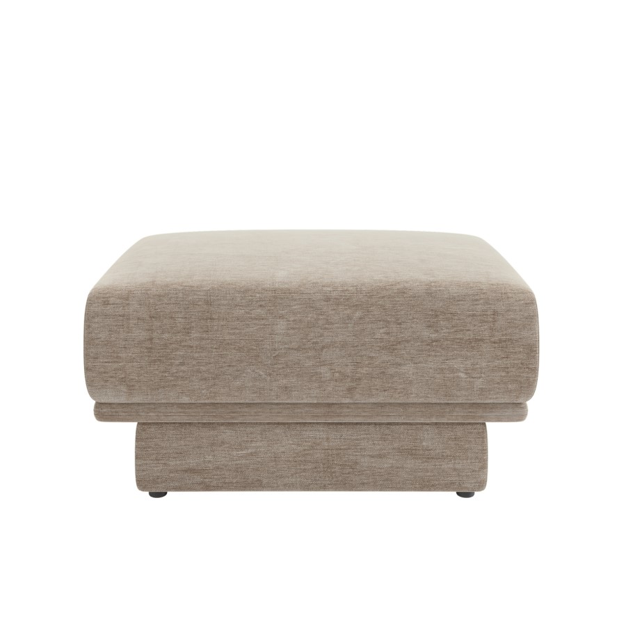 Beige Chenille Footstool - Ramses 