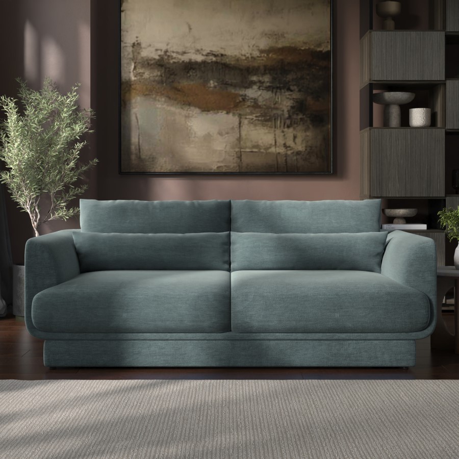 Blue Chenille 3-Seater Sofa - Ramses 