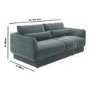 Blue Chenille 3-Seater Sofa - Ramses 