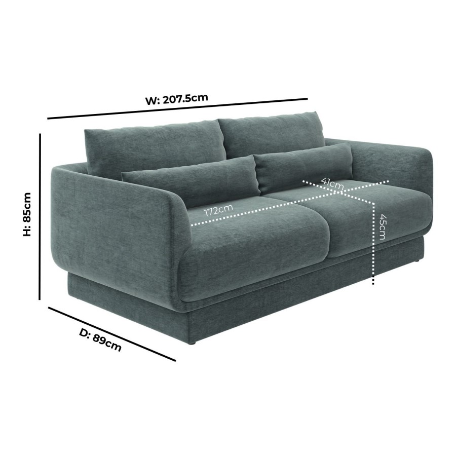 Blue Chenille 3-Seater Sofa - Ramses 