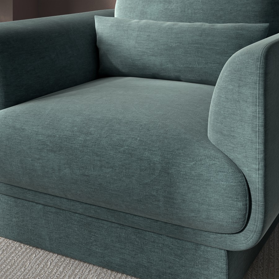 Blue Chenille Armchair with Cushion - Ramses 