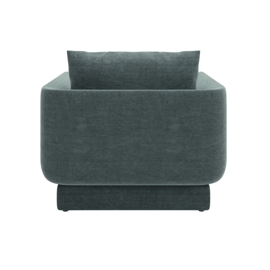Blue Chenille Armchair with Cushion - Ramses 