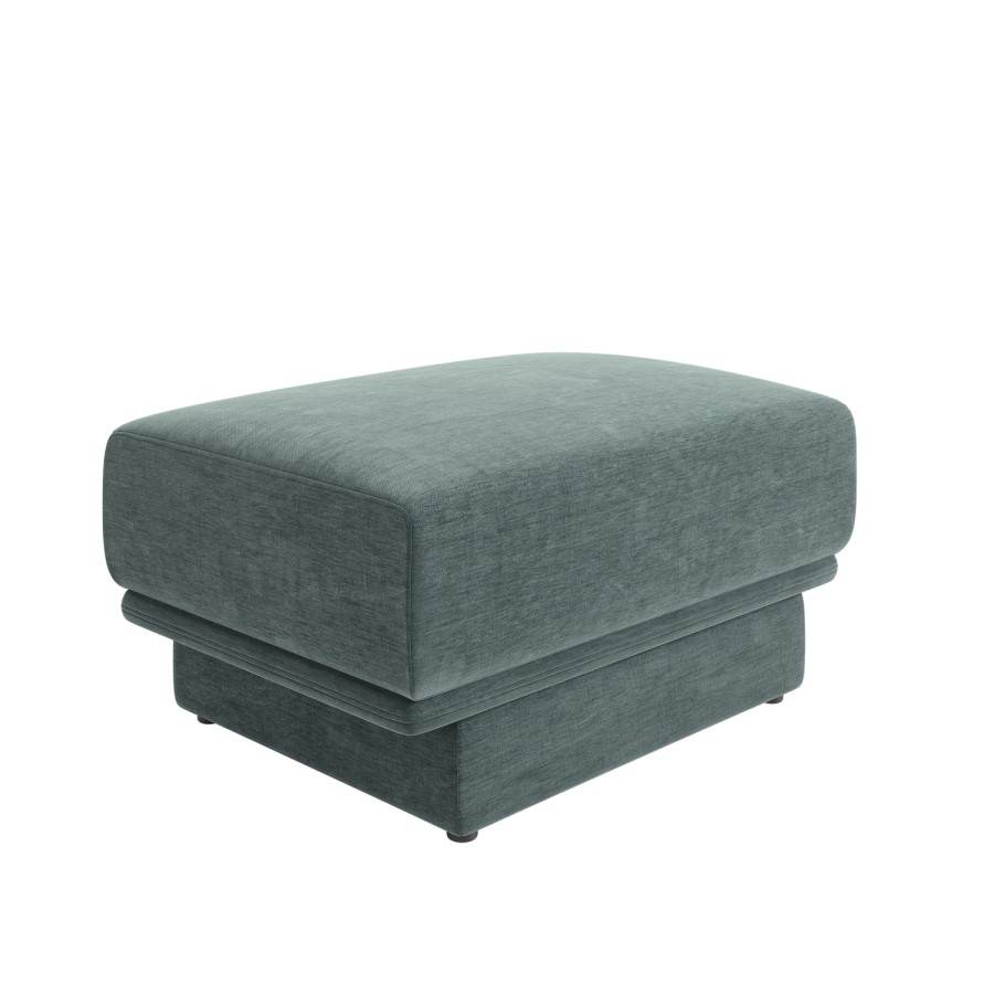 Blue Chenille Footstool - Ramses 