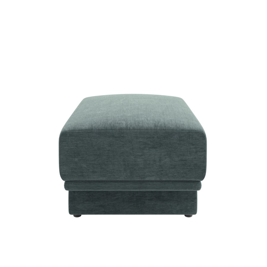 Blue Chenille Footstool - Ramses 