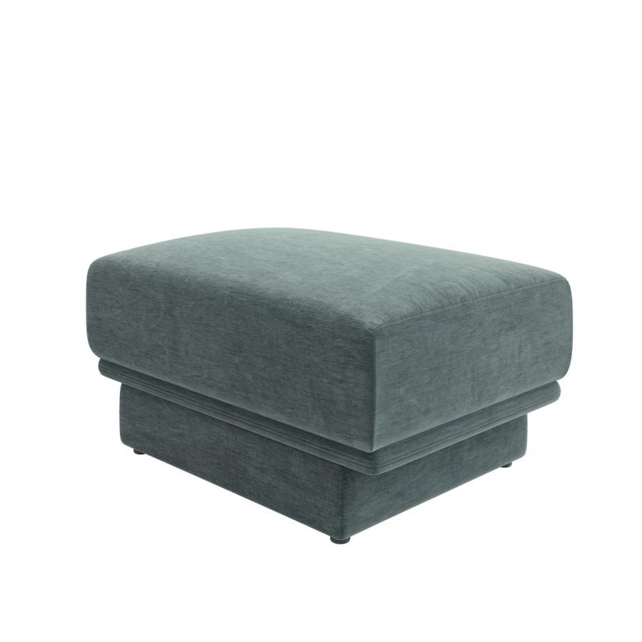 Blue Chenille Footstool - Ramses 