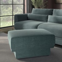 Blue Chenille Footstool - Ramses 