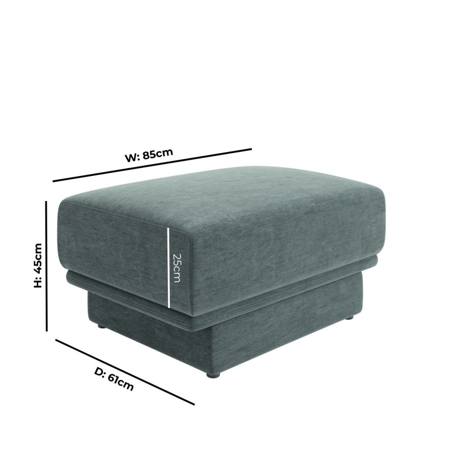 Blue Chenille Footstool - Ramses