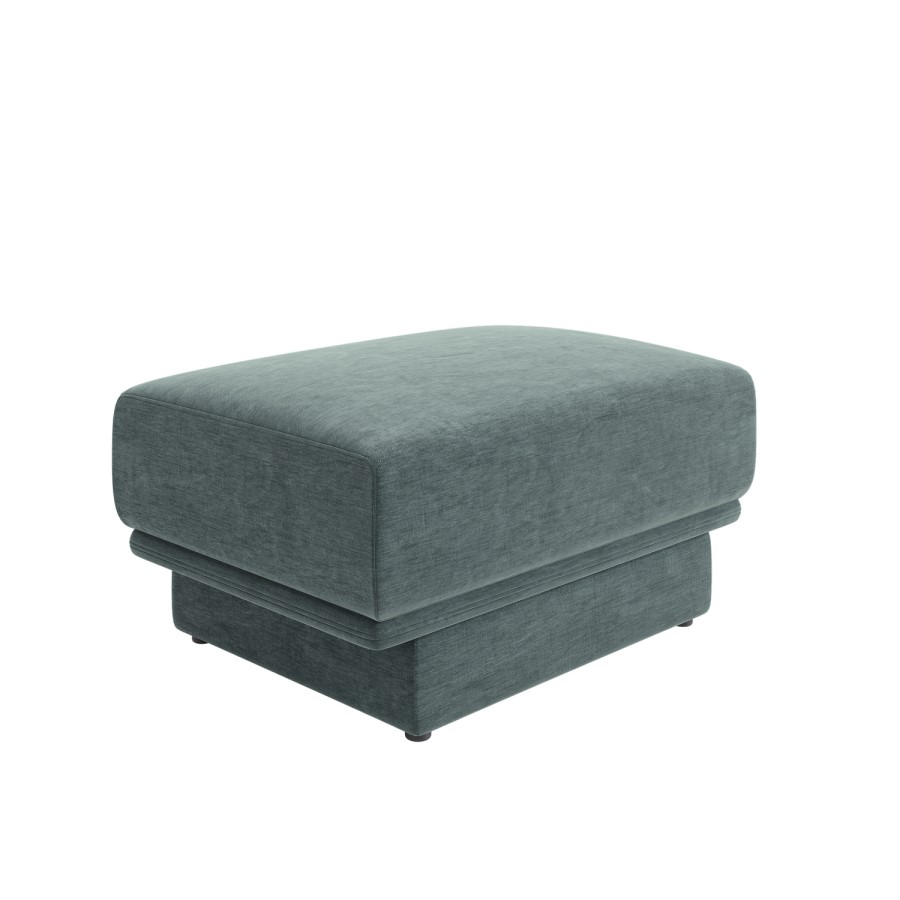 Blue Chenille Footstool - Ramses 