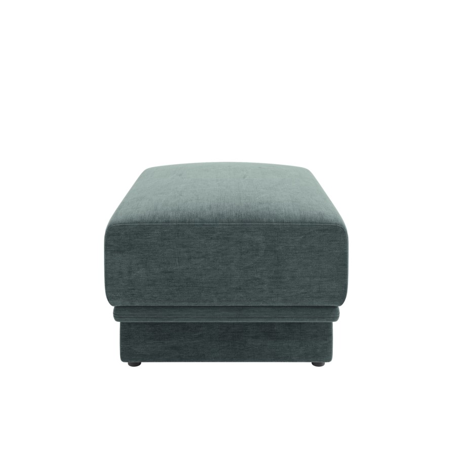 Blue Chenille Footstool - Ramses