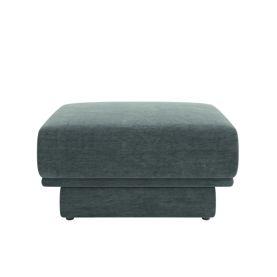 Blue Chenille Footstool - Ramses 