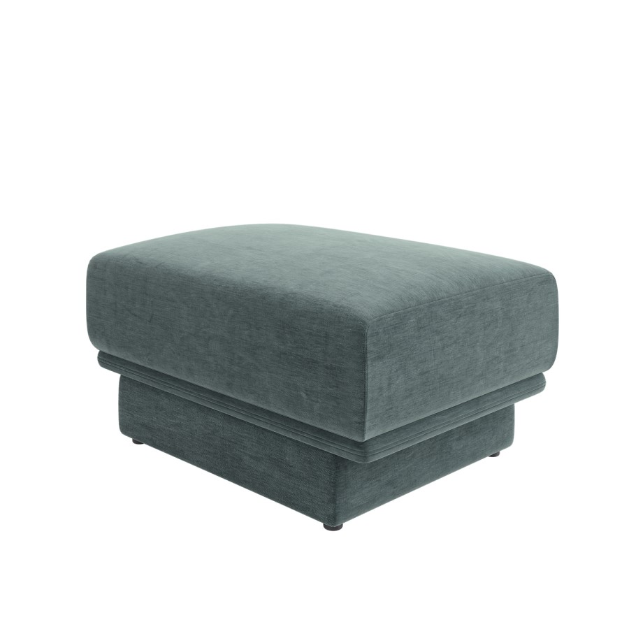 Blue Chenille Footstool - Ramses