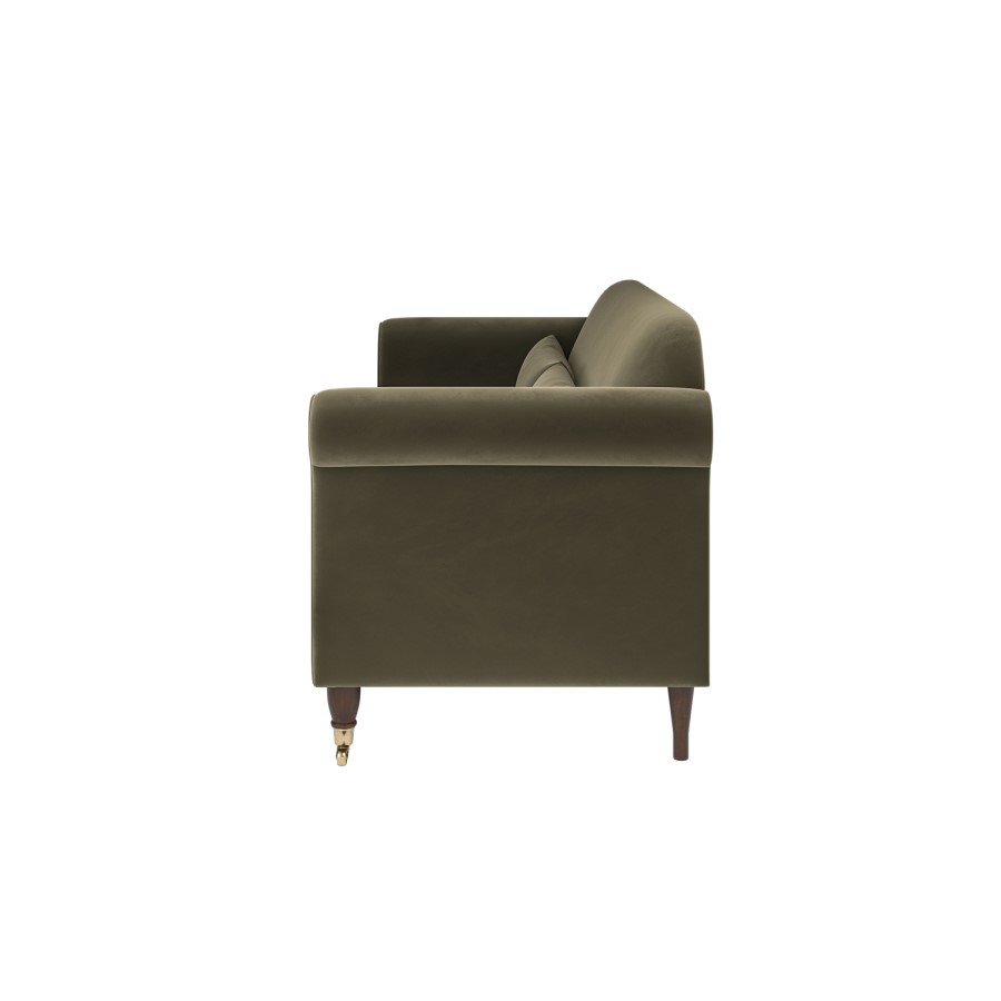 Khaki Green Velvet 3-Seater Sofa - Ramona