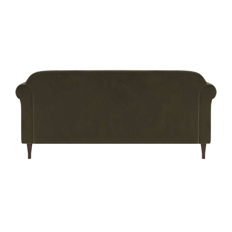 Khaki Green Velvet 3-Seater Sofa - Ramona