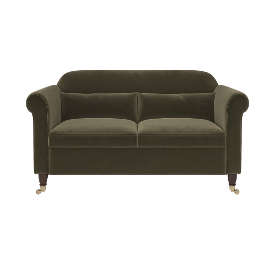 Khaki Green Velvet 2-Seater Sofa - Ramona