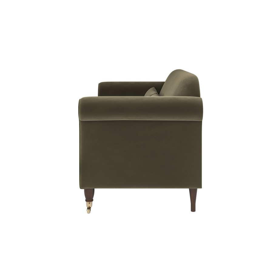 Khaki Green Velvet 2-Seater Sofa - Ramona