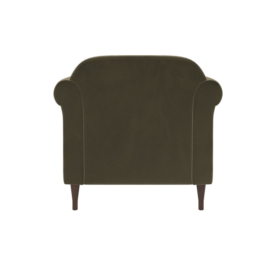 Khaki Green Velvet Armchair - Ramona