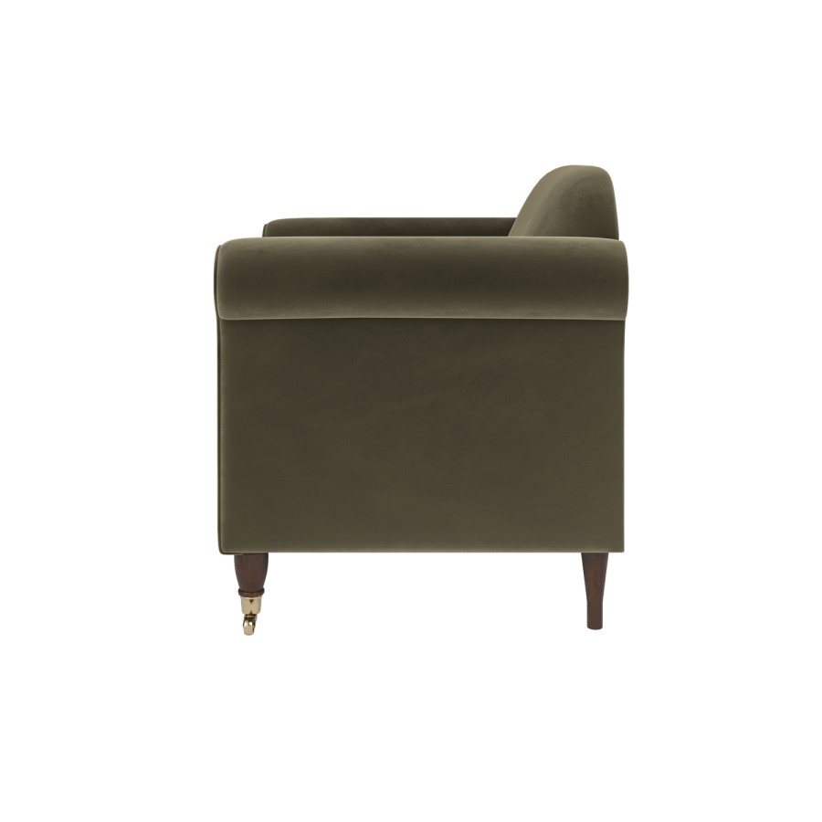 Khaki Green Velvet Armchair - Ramona