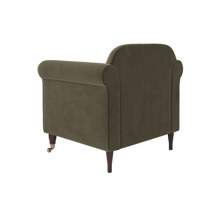 Khaki Green Velvet Armchair - Ramona