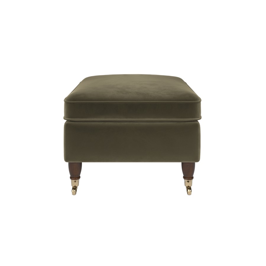 Ramona Footstool In Khaki Velvet 