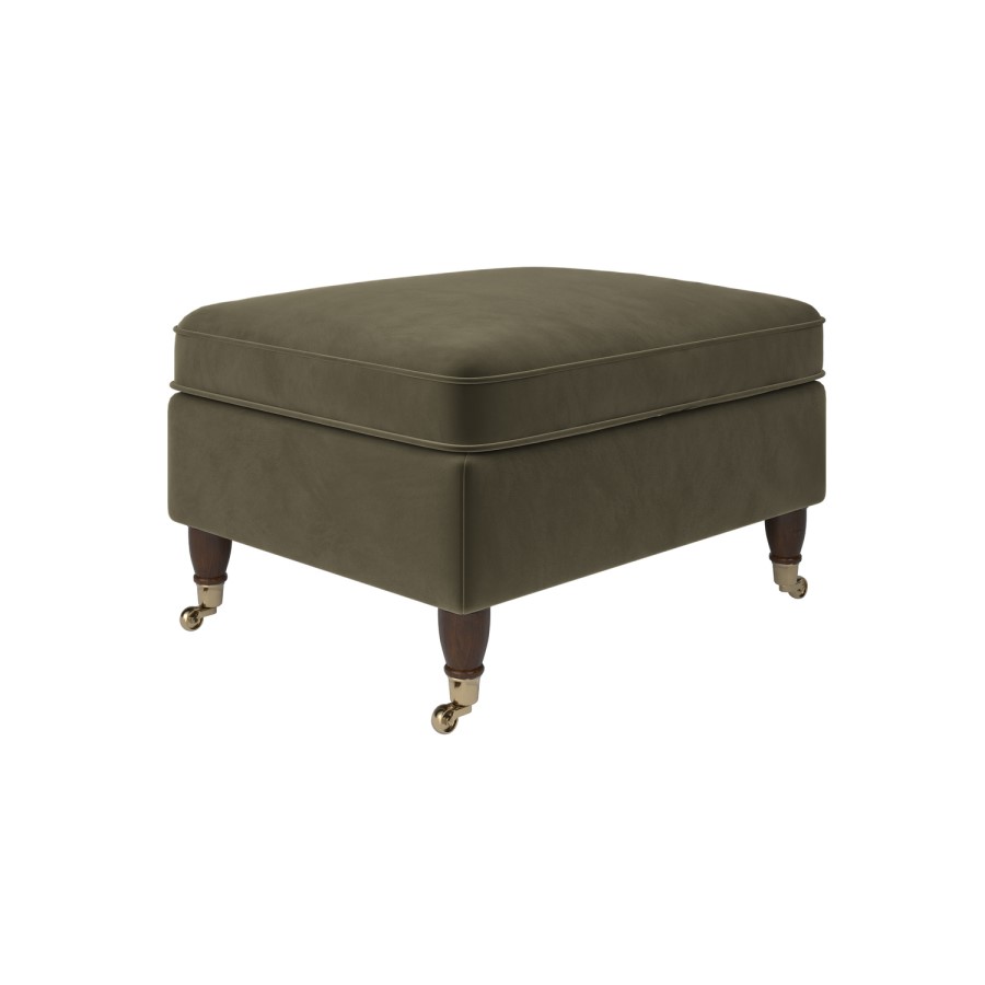 Ramona Footstool In Khaki Velvet 
