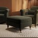 Khaki Green Velvet Footstool - Ramona