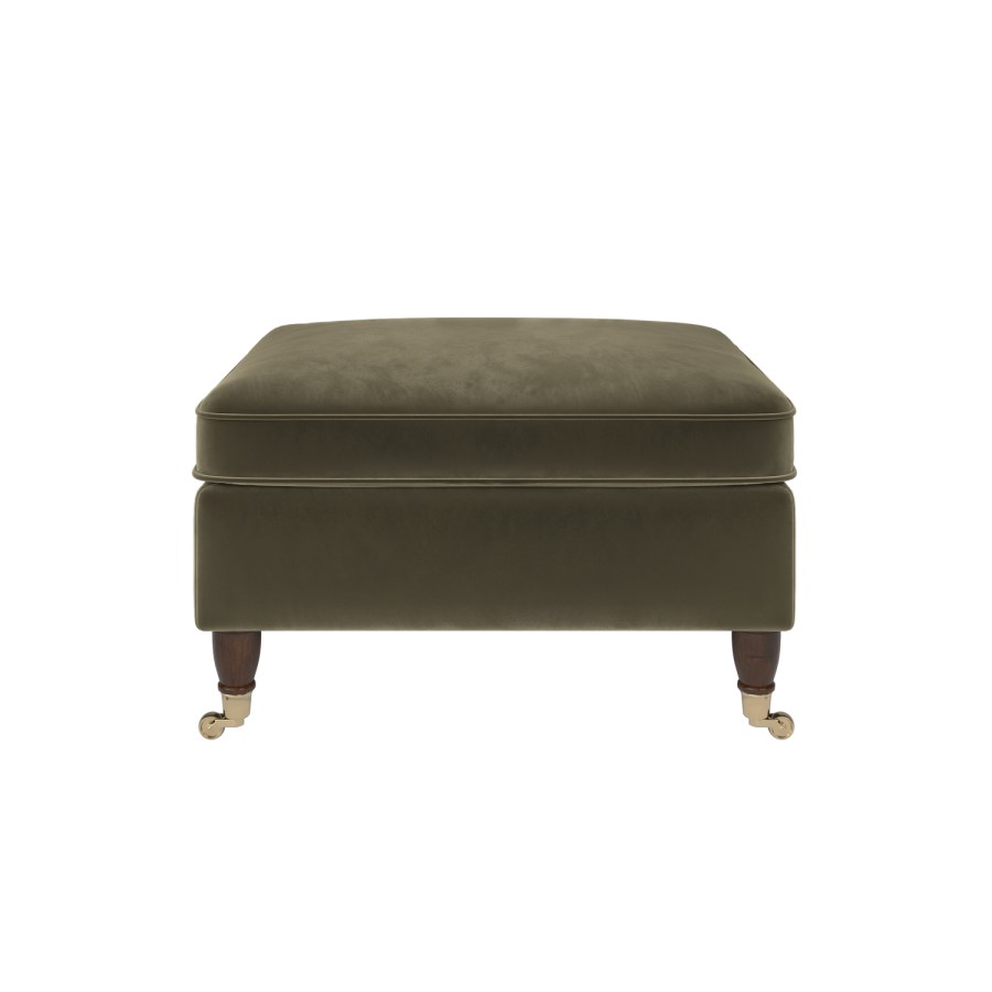 Ramona Footstool In Khaki Velvet 