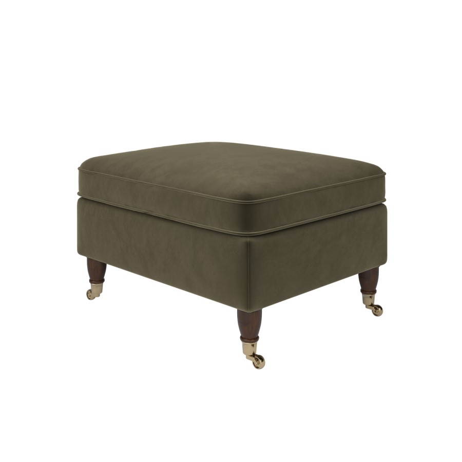 Ramona Footstool In Khaki Velvet 