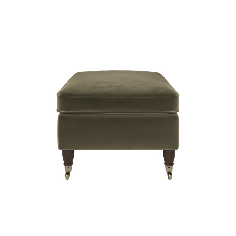Ramona Footstool In Khaki Velvet 