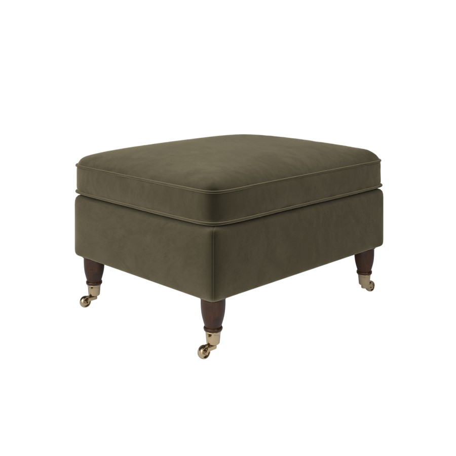 Ramona Footstool In Khaki Velvet 