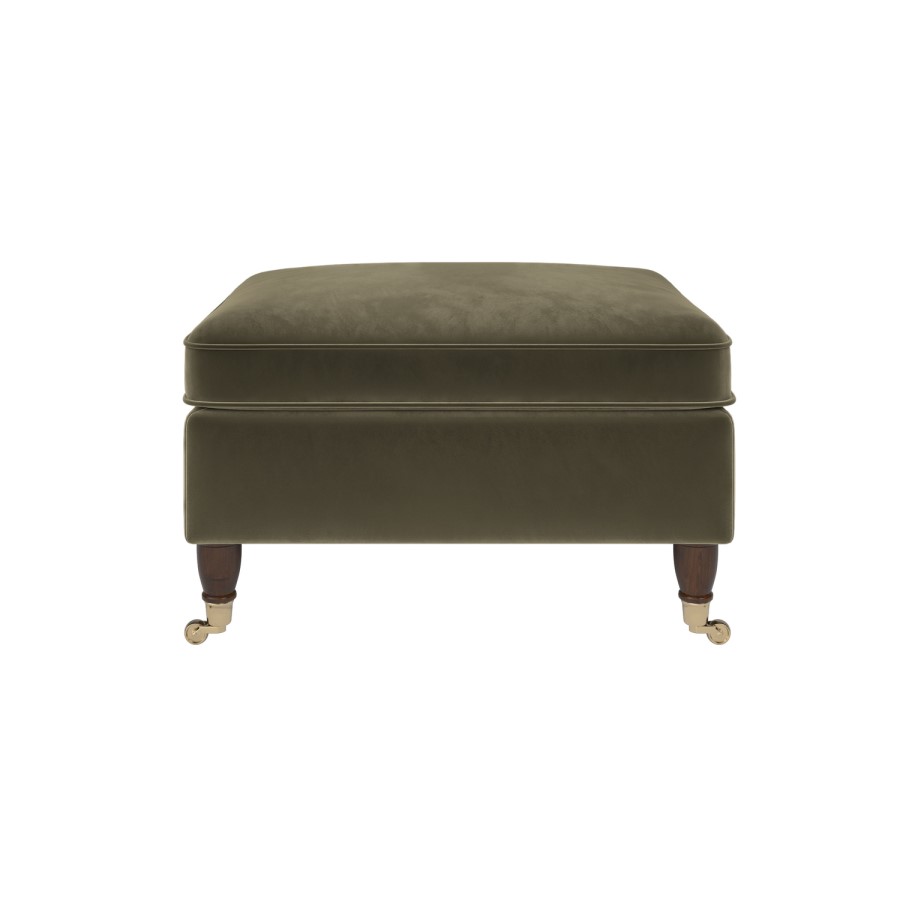 Ramona Footstool In Khaki Velvet 