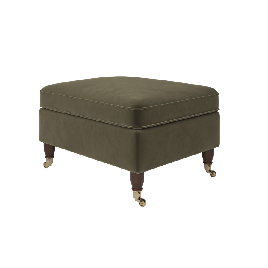 Ramona Footstool In Khaki Velvet 