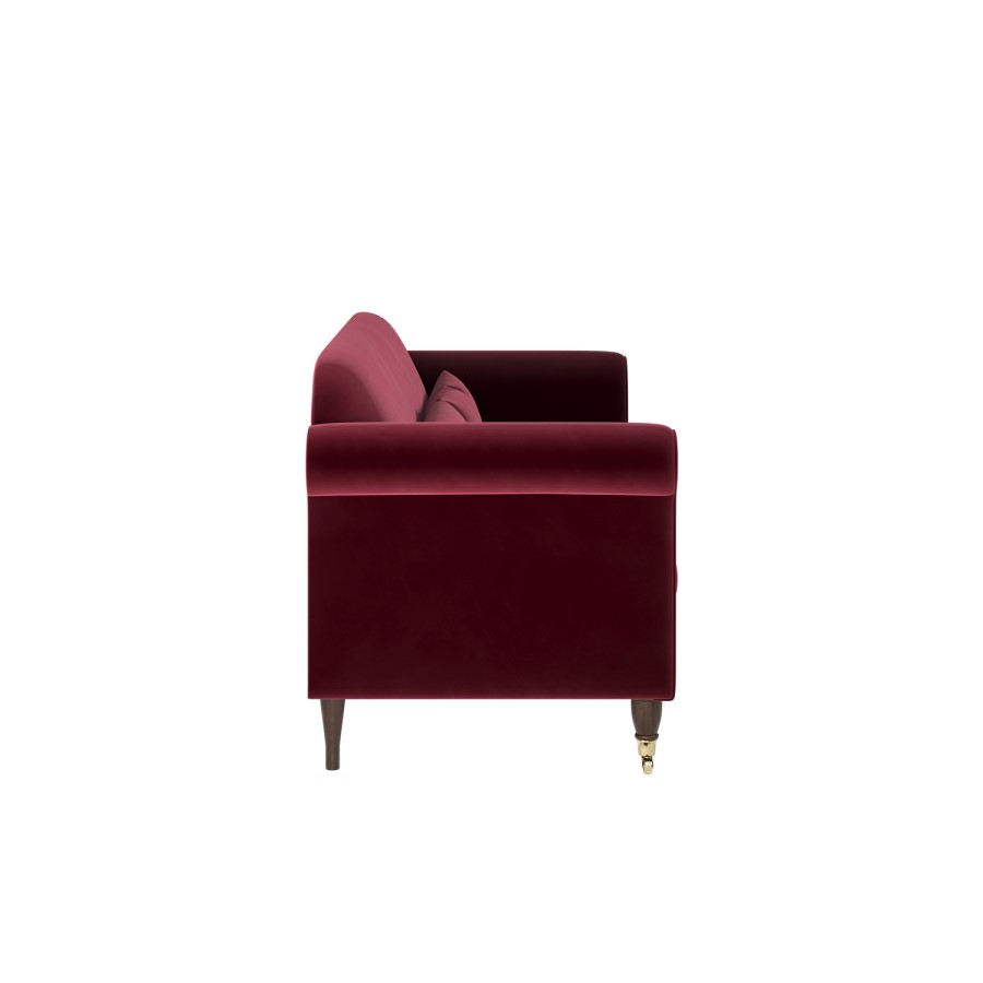 Burgundy Velvet 3-Seater Sofa - Ramona