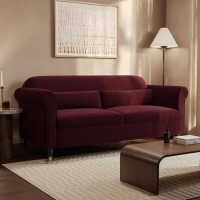 Burgundy Velvet 3-Seater Sofa - Ramona