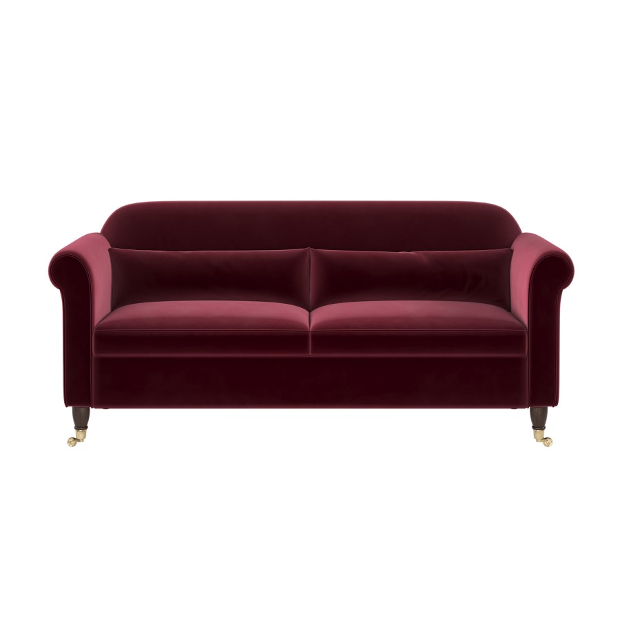 Burgundy Velvet 3-Seater Sofa - Ramona