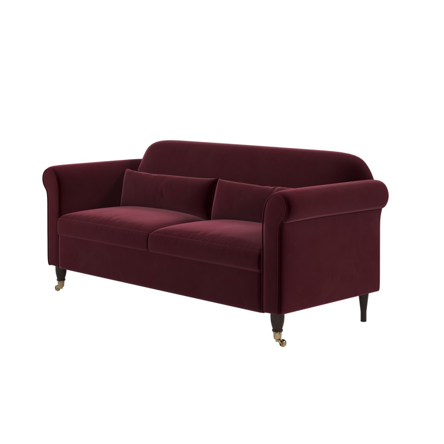 Burgundy Velvet 3-Seater Sofa - Ramona