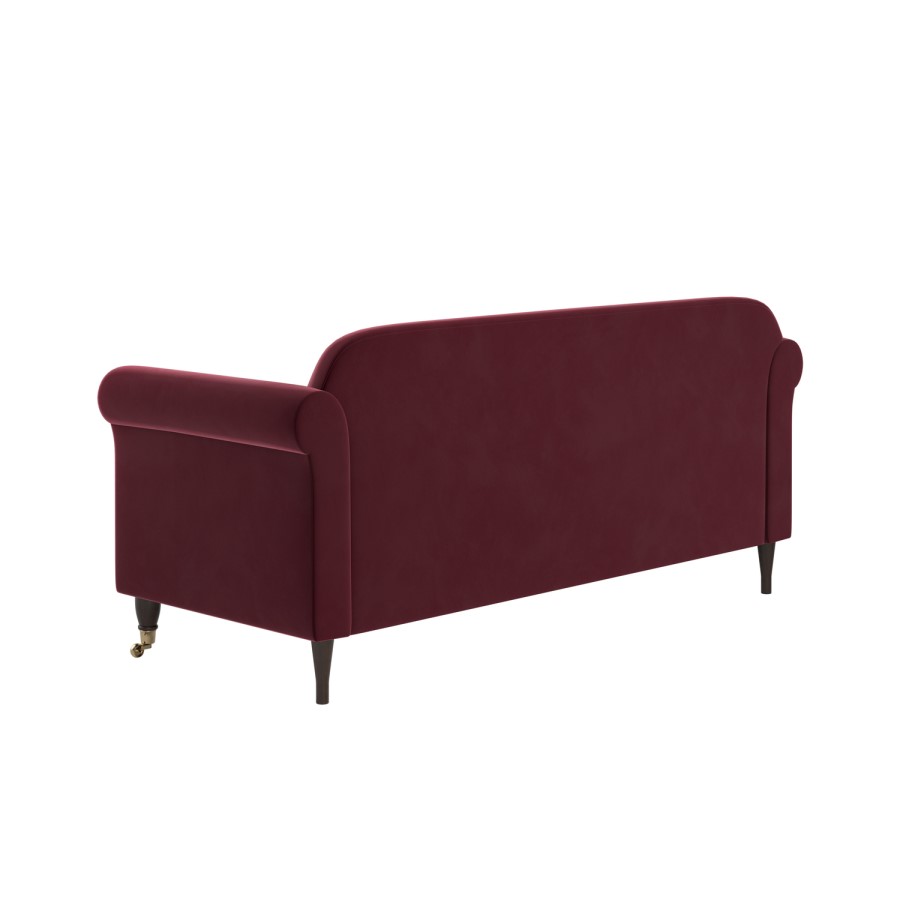 Burgundy Velvet 3-Seater Sofa - Ramona