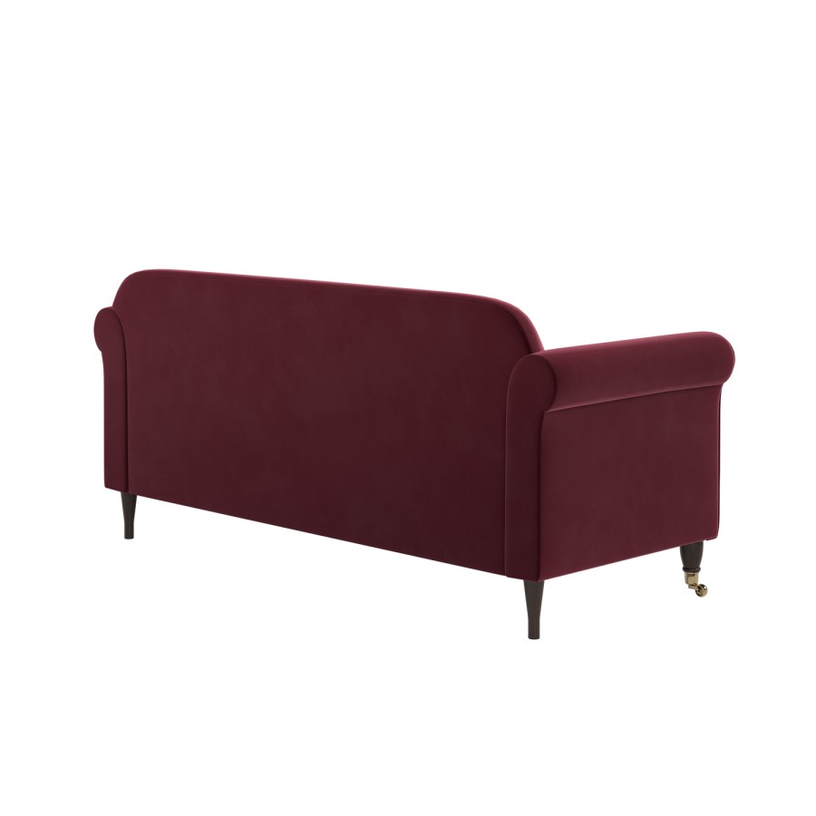 Burgundy Velvet 3-Seater Sofa - Ramona