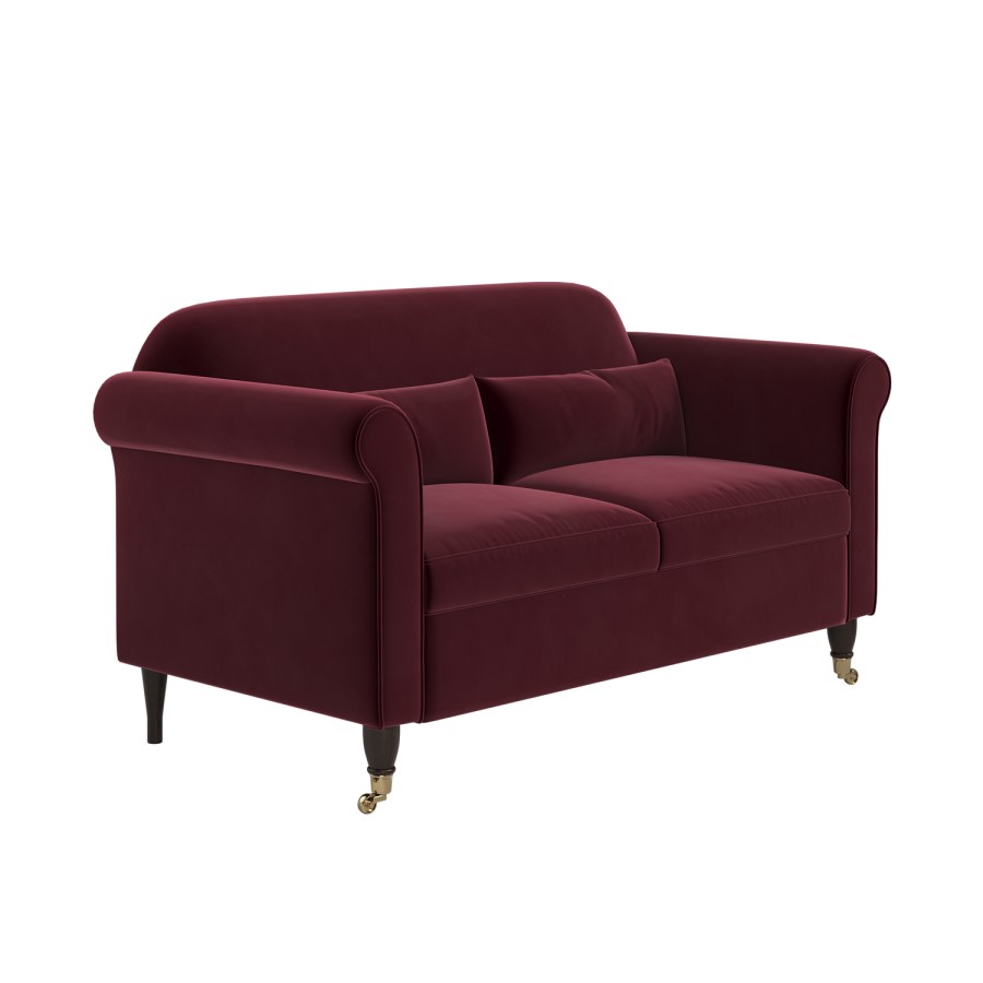 Burgundy Velvet 2-Seater Sofa - Ramona