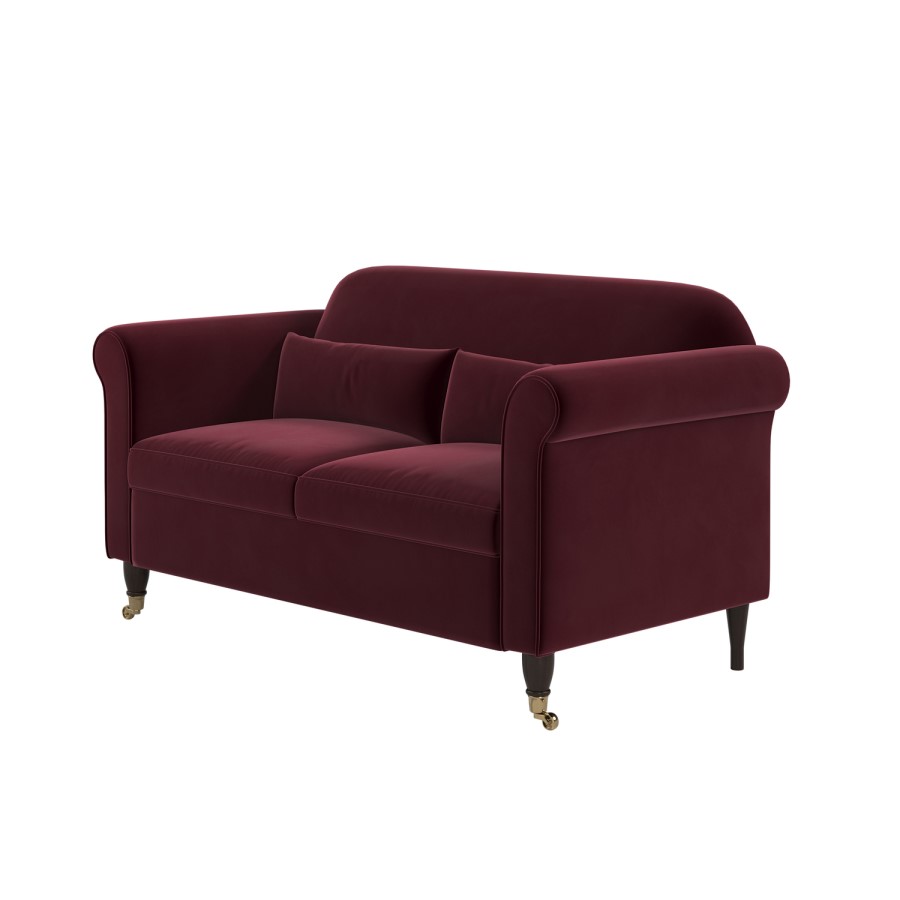 Burgundy Velvet 2-Seater Sofa - Ramona