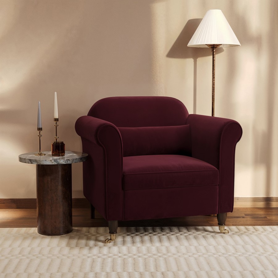 Burgundy Velvet Armchair - Ramona