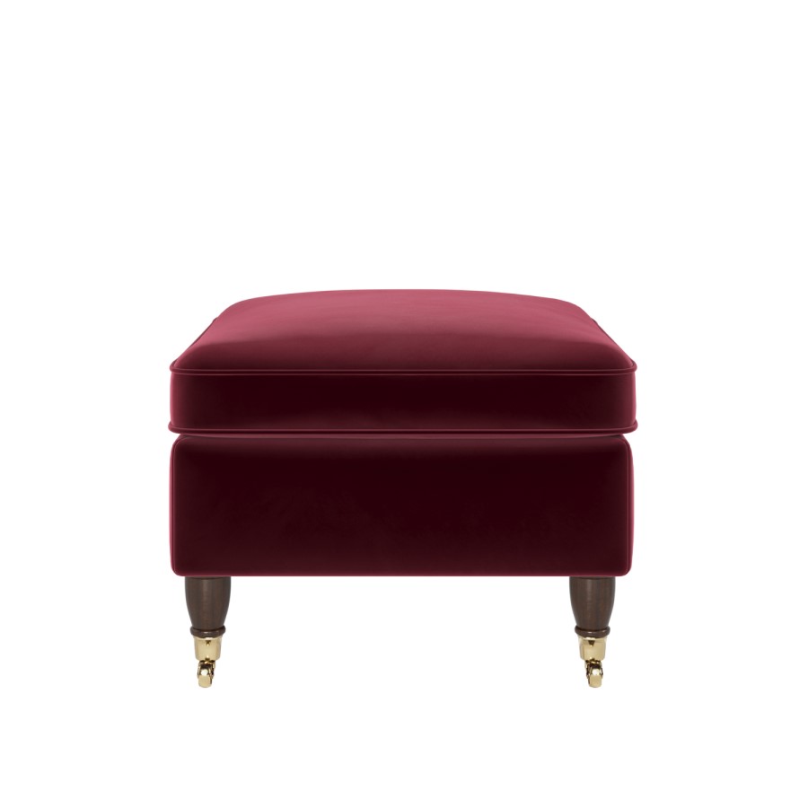 Burgundy Velvet Footstool - Ramona