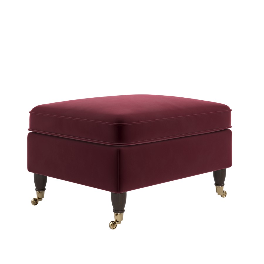 Burgundy Velvet Footstool - Ramona