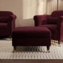 Burgundy Velvet Footstool - Ramona
