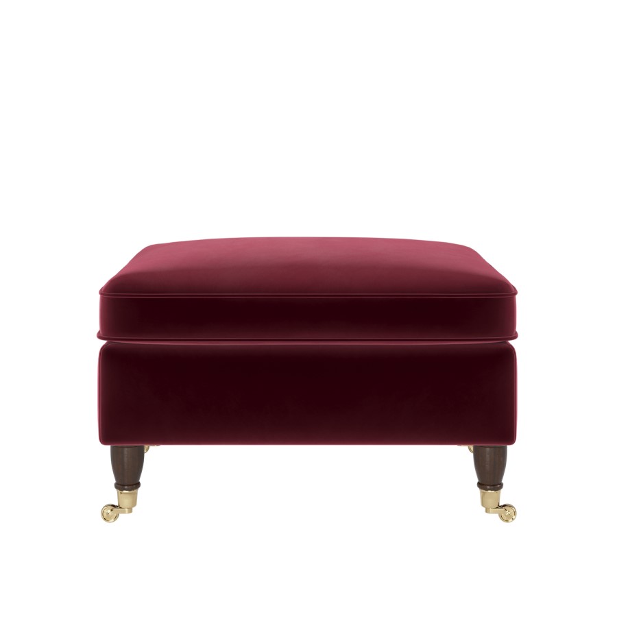 Burgundy Velvet Footstool - Ramona