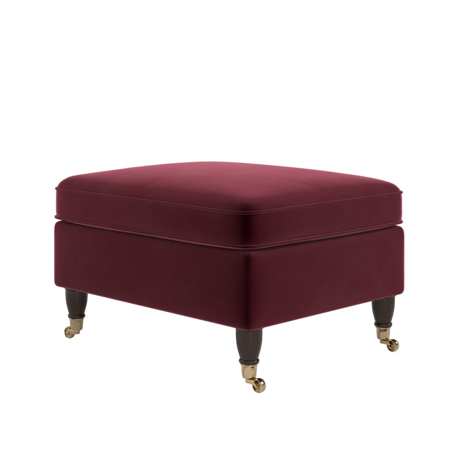 Burgundy Velvet Footstool - Ramona