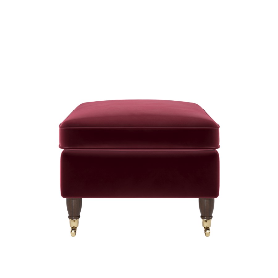 Burgundy Velvet Footstool - Ramona